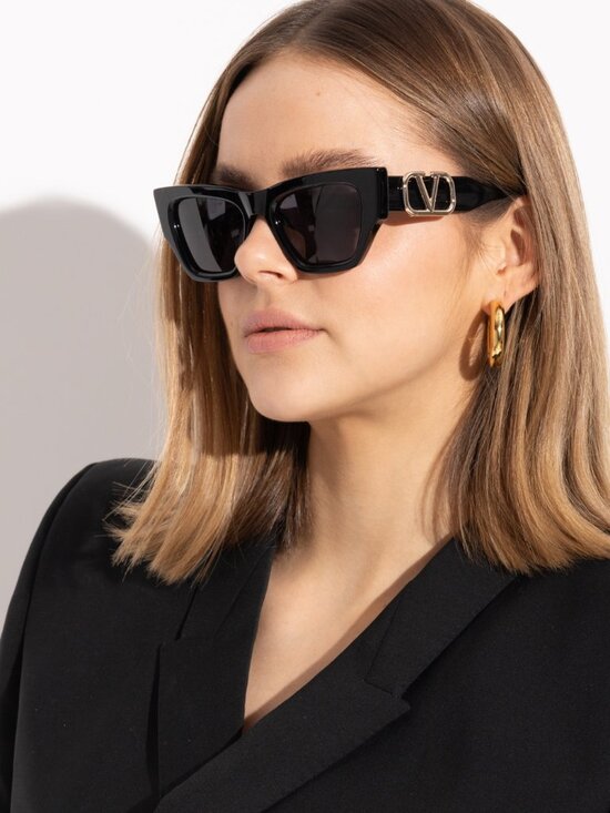 NEW VALENTINO SUNGLASSES VLS-166A BLACK WOMEN CAT EYE EYEWEAR main image 8